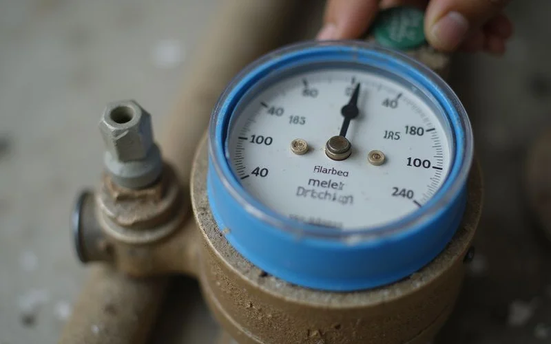 Close-up of a home water meter being checked for a leak