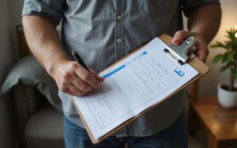 Plumber preparing a quote for a pump installation