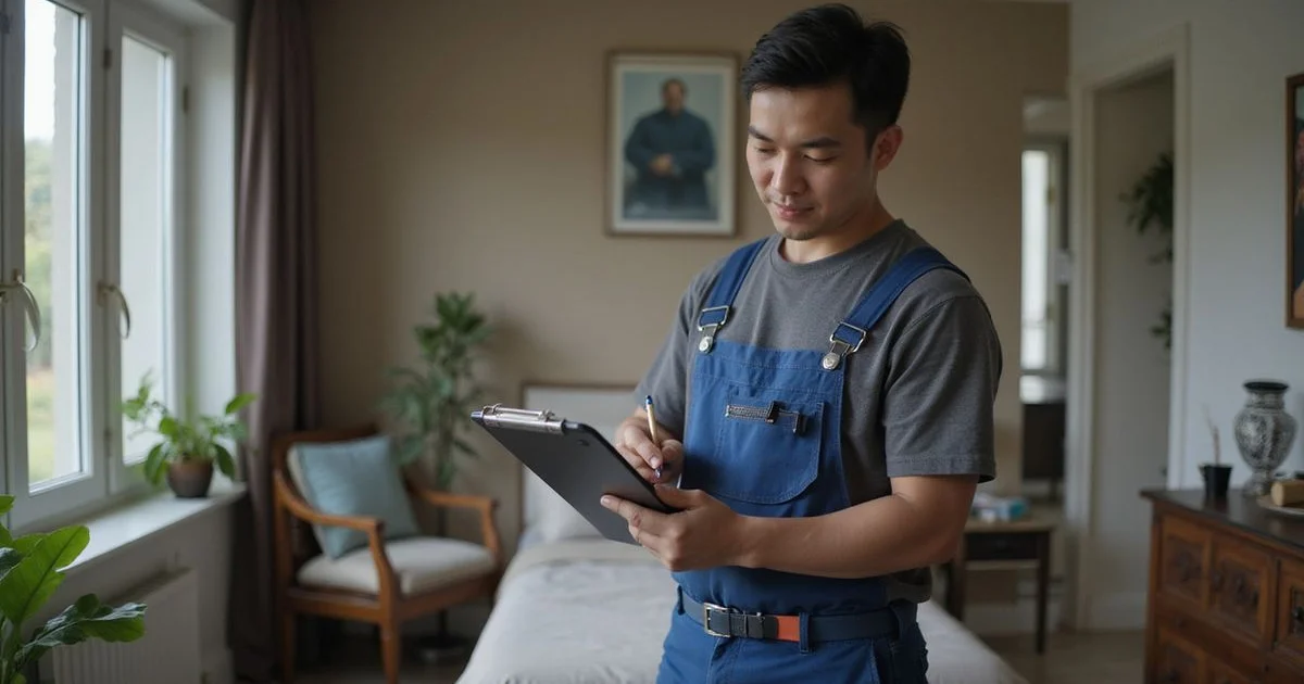 Plumber writing an on-site leak repair quote