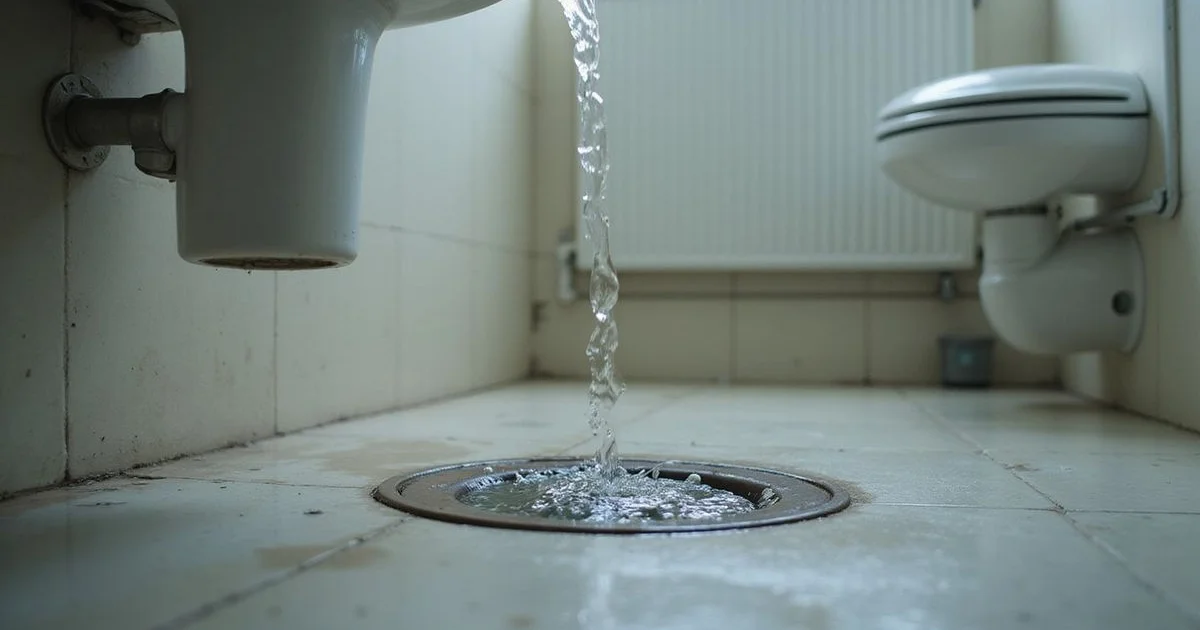 Water backing up in a floor drain
