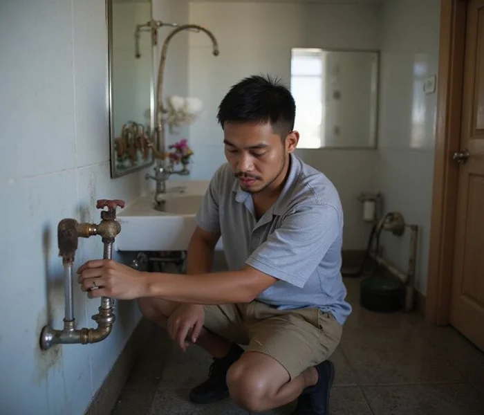 Plumber at work in a Petaling Jaya home